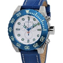 Android Silverjet Quartz Chronograph with Blue Luminous Bezel and White Dial #AD657BBUS
