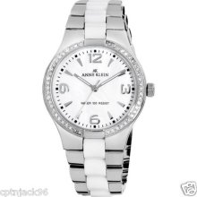 Anne Klein Women's 109119wtsv Swarovski Crystal-accented Silver-tone Ceramic