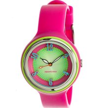 Appetime Womens Sweets Plastic Watch - Pink Rubber Strap - Green Dial - APPSVJ211124
