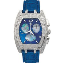 Aqua Master Iced Out Mens Diamond Watch 3.50ct Blue Face W 3 Mop Subdials