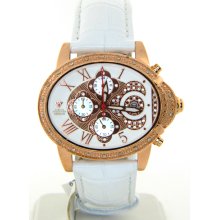 Aqua Master White Band White Dial Chrono Diamond Womens Watch W207 3