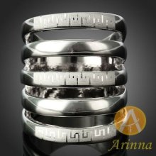 Arinna 5 Sets Stainless Grand Mighty Fashion Finger Ring White Gold Plated 18k