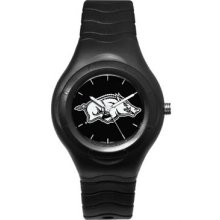 Arkansas Razorbacks Shadow Black Sports Watch with White Logo LogoArt