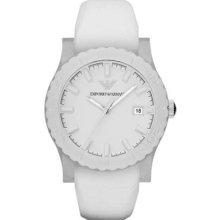 Armani Gent's Stainless Steel Case Date White Plastic Watch Ar1048