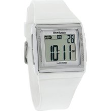 Armitron Ladies Square Digital Alarm Day/Date White Rubber Quartz Watch 45/7015