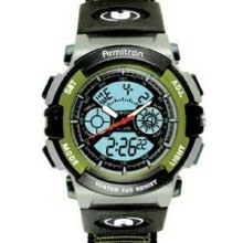 Armitron Men`s Analog/ Digital Watch With Black Resin Strap & Green Accents