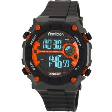 Armitron Menâ€™s Digital Black Strap with Orange Accent Sport Watch