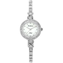 Armitron Silver Tone Crystal And Mother-Of-Pearl Watch - Made With