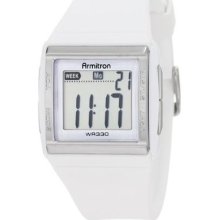 Armitron Women's 457015wht Silver Tone Chronograph White Digital Sport Watch
