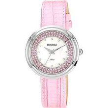 Armitron Women's Crystal Accent Watch, Light Pink Leather Strap