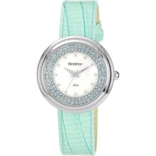 Armitron Women's Crystal Accent Watch, Light Blue Leather Strap