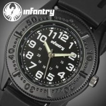 Army Infantry Military Royal Mens Man Black Rubber Wrist Quartz Watch+box Uk