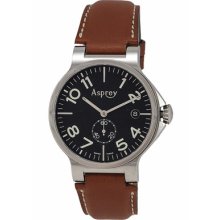 Asprey of London Watches Men's No.8 Black Dial Brown Leather Brown Lea