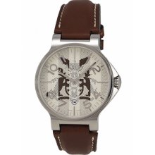 Asprey of London Watches Men's No. 8 Beige Dial Brown Leather Brown Le