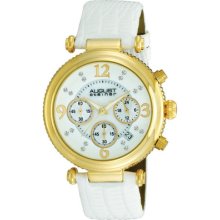 August Steiner As8032wt Crystal Mop Chronograph Strap Womens Watch