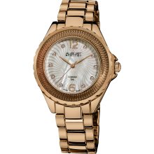 August Steiner Women's Genuine Diamond Mother of Pearl Bracelet Watch (Rose-tone)