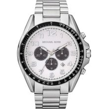 Authentic Michael Kors Men's Bradshaw Silver Dial Chronograph Watch Mk8254