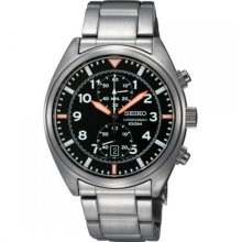 Authentic Seiko Chronograph Mens Stainless Steel Case Sports Watch Snn235p1