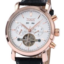 Automatic Mechanical Mens White Classic Tourbillion Date Leather Sport Watch