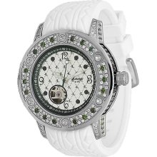 Avianne&Co Mens Steel Tourbillon Green Diamond Watch