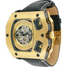 Avianne&Co. Mens Jamison Collection Solid Gold Steel Watch