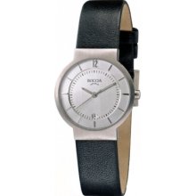 B3123-09 Boccia Ladies Titanium Black Leather Strap Watch