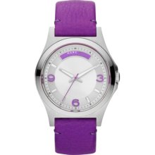 Baby Dave Silver Tone Pruple Leather Watch