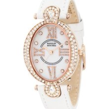 Badgley Mischka Womens Ba/1038rgwt Swarovski Crystal Rosegold Tone Leather Strap