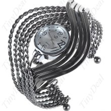 Bangle Bracelet Quartz Wrist Watch With Mulriple Heliciform Loops for Women