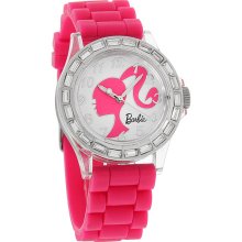 Barbie Young Girls Juniors Crystal White Dial Pink Strap Quartz Watch BARAQ066