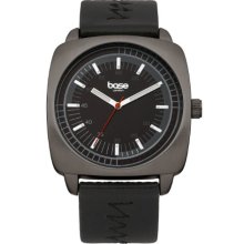 Base London Men's Quartz Watch With Black Dial Analogue Display And Black Plastic Or Pu Strap Ba100
