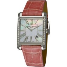Baume & Mercier Women's Swiss Quartz Mother-of-Pearl Dial Pink Leather Strap Watch