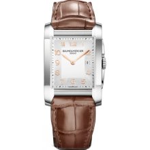 Baume and Mercier Silver Dial Brown Leather Ladies Watch MOA10018