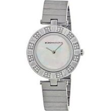 Bcbg Maxazria Crystal White Mop Dial Silver Band Womens Wrist Watches Bg8248