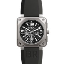 Bell & Ross Men's Aviation BR01 Black Carbon Fiber Dial Watch BR0194-TI-PRO-FIB