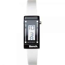 Bench Women's Quartz Watch With Lcd Dial Digital Display And White Plastic Or Pu Strap Bc0395wha