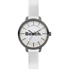 Bench Women's Quartz Watch With White Dial Analogue Display And White Plastic Strap Bc0422gnwh