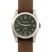 Bertucci A-3T Vintage 42 Mens Titanium Watch - Dark Khaki Nylon Strap - British Green Dial - 13303