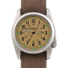 Bertucci A-4T Vintage 44 Yankee Mens Titanium Watch - Dark Khaki Nylon Strap - Gulf Sand Yankee Dial - 13408