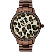 Betsey Johnson Leopard Print Dial Watch Brown