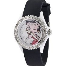 Betty Boop Black Strap Watch with Stones at JCPenney
