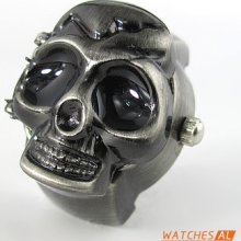 Black Bronzed Cool Flip-up Skull Stretch Ring Finger Quartz Watch Gift