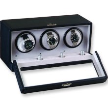 Black Faux Leather 3-Turntable Watch Winder