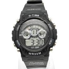 Black Unisex Sports Digital Chronograph Wrist Watch