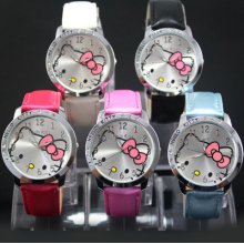 Blowout 5 Pack Hello Kitty Kids Ladies Juniors Crystal Blue Watch Diamond Wow