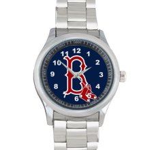 Boston Red Sox Logo Style Sport Watch stainless band silver tone wristwatches - Blue - Stainless Steel