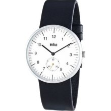 Braun Men's 3 Hand Quartz Movement Watch Bn0024whbkg With White Dial And Leather