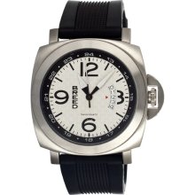 Breed Mens Gunar Analog Stainless Watch - Black Rubber Strap - Silver Dial - BRD6001