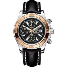 Breitling Superocean Chronograph II Abyss White Steel and Gold C1334112/BA84-leather-black-folding