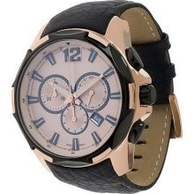 Bronzo Italia Oversized Chronograph Leather Strap Watch - Rose-tone - One Size